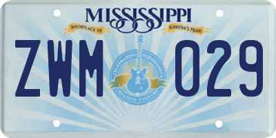 MS license plate ZWM029