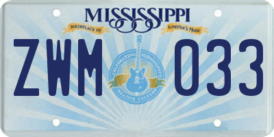 MS license plate ZWM033