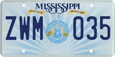 MS license plate ZWM035