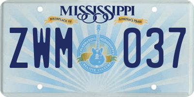 MS license plate ZWM037