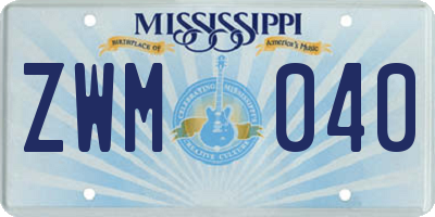 MS license plate ZWM040