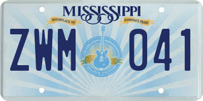 MS license plate ZWM041