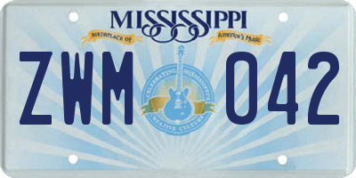 MS license plate ZWM042