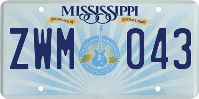 MS license plate ZWM043