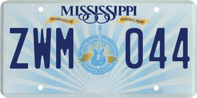 MS license plate ZWM044