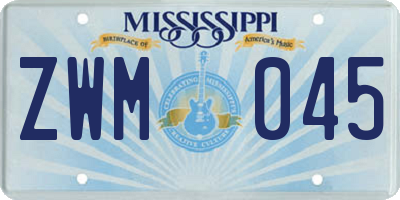 MS license plate ZWM045