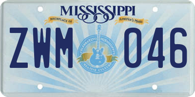 MS license plate ZWM046