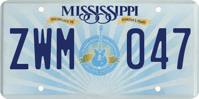 MS license plate ZWM047