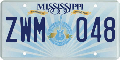 MS license plate ZWM048