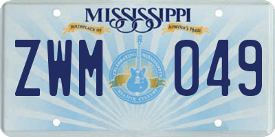 MS license plate ZWM049