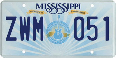 MS license plate ZWM051