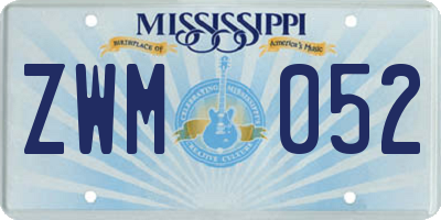 MS license plate ZWM052