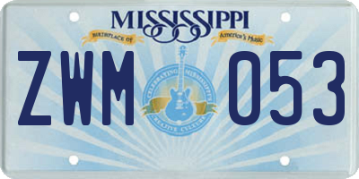 MS license plate ZWM053