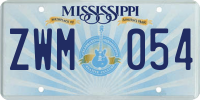 MS license plate ZWM054