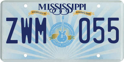 MS license plate ZWM055