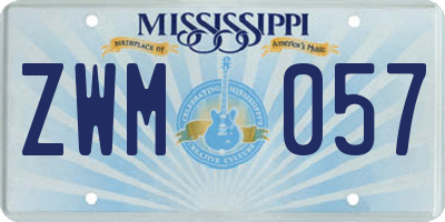 MS license plate ZWM057