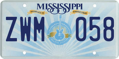 MS license plate ZWM058