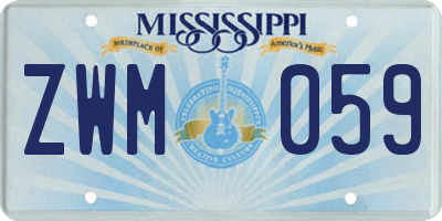 MS license plate ZWM059