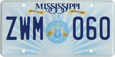 MS license plate ZWM060