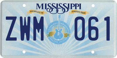 MS license plate ZWM061