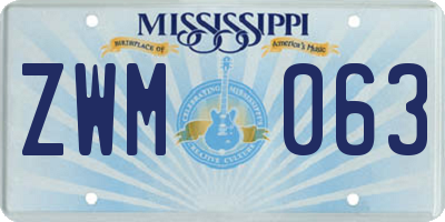 MS license plate ZWM063