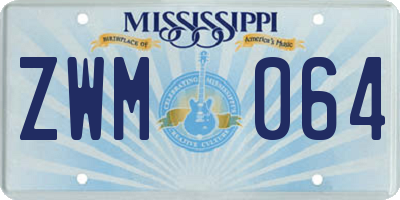 MS license plate ZWM064