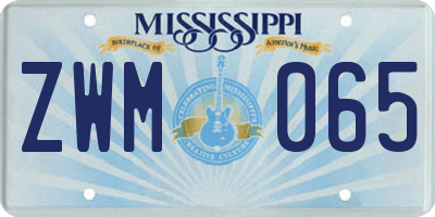 MS license plate ZWM065