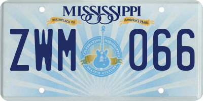 MS license plate ZWM066