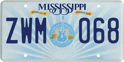 MS license plate ZWM068