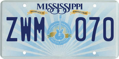 MS license plate ZWM070