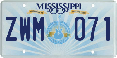 MS license plate ZWM071