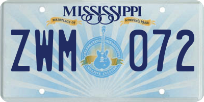 MS license plate ZWM072