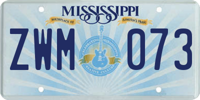 MS license plate ZWM073