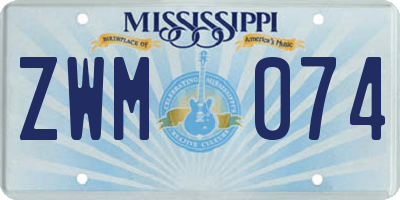 MS license plate ZWM074