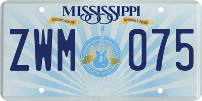 MS license plate ZWM075