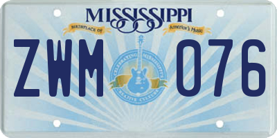 MS license plate ZWM076