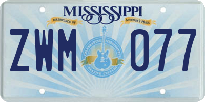 MS license plate ZWM077