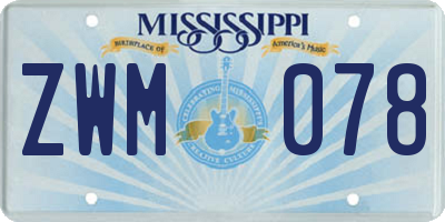 MS license plate ZWM078