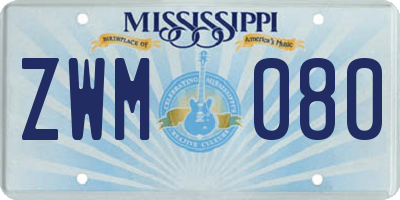 MS license plate ZWM080