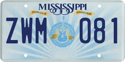 MS license plate ZWM081