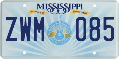 MS license plate ZWM085