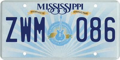 MS license plate ZWM086