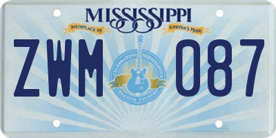 MS license plate ZWM087