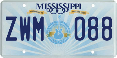 MS license plate ZWM088