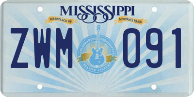 MS license plate ZWM091