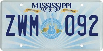 MS license plate ZWM092