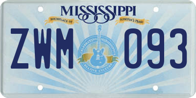 MS license plate ZWM093