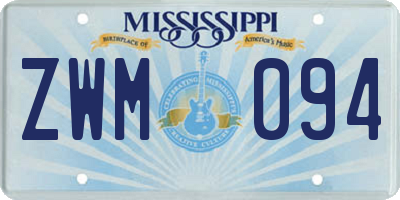 MS license plate ZWM094