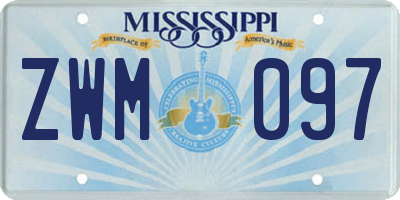 MS license plate ZWM097