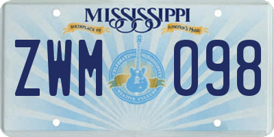 MS license plate ZWM098